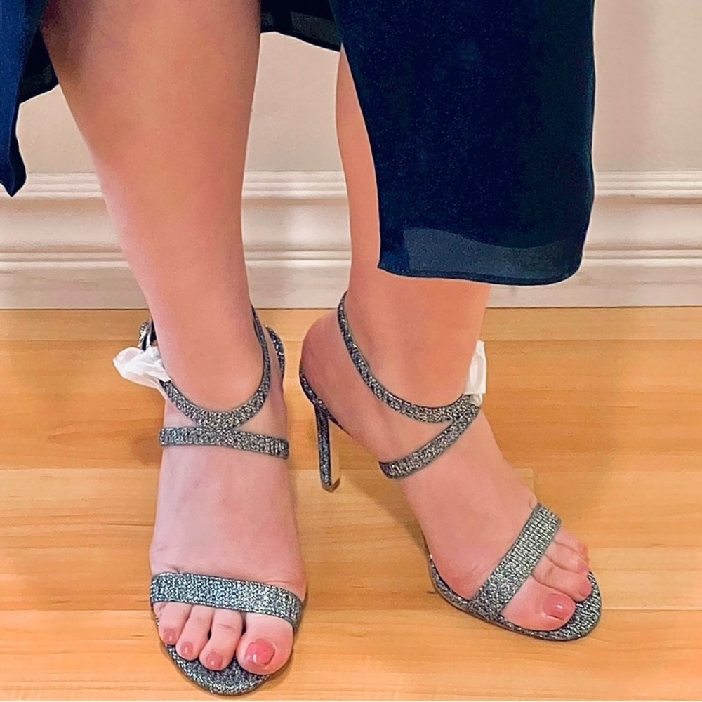 Stuart Weitzman Crystal Buckle 95 Glitter Sandal - Picture 8 of 8